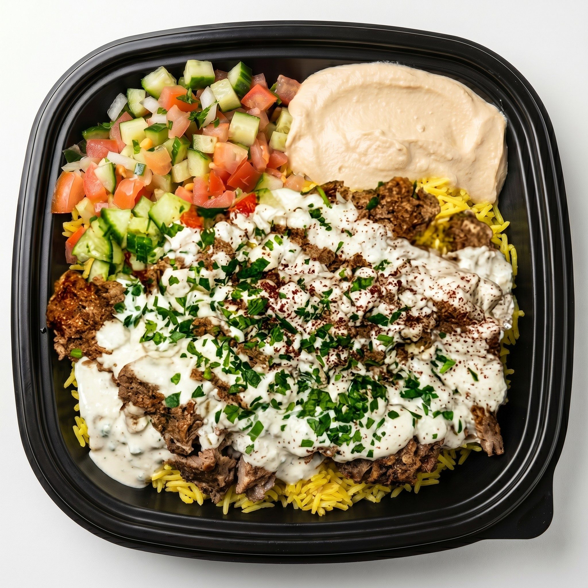 Lamb & Beef shawarma bowl.
